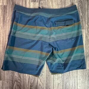 O’Neill Superfreak Board Shorts Mens 38 Blue Striped Surf Swim Trunks Drawstring